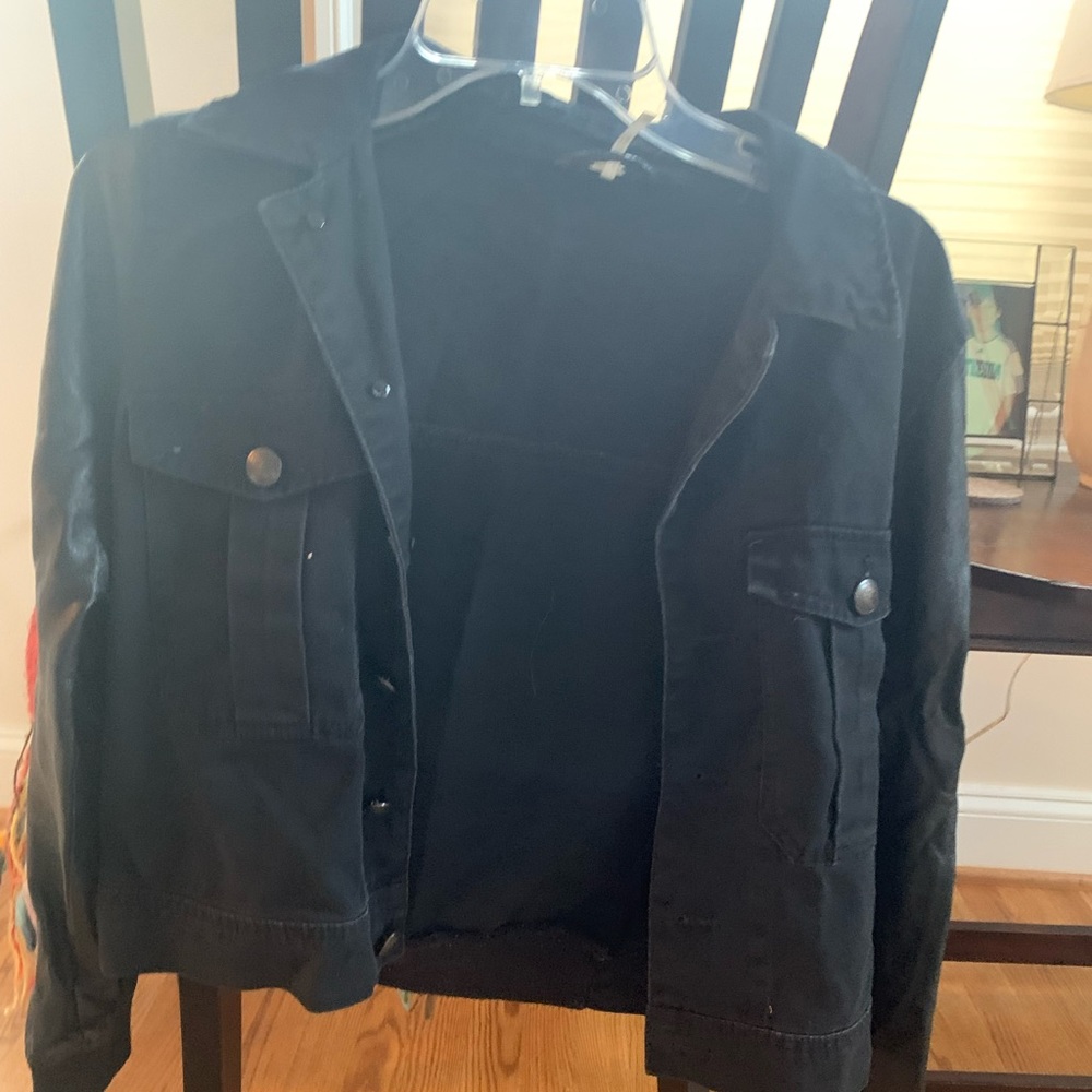 Black jean/leather free people coat